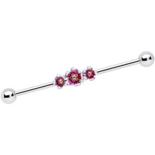 Load image into Gallery viewer, 14G Flower In Flower Purple Red Industrial Barbell 38mm