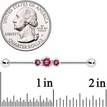 Load image into Gallery viewer, 14G Flower In Flower Purple Red Industrial Barbell 38mm