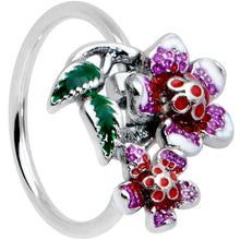 Load image into Gallery viewer, 20G 5/16 Red Purple Flower in Flower Nose Hoop