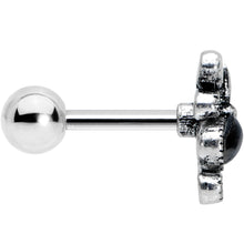 Load image into Gallery viewer, 16G 1/4 Black Gem Abstract Bow Cartilage Tragus Earring