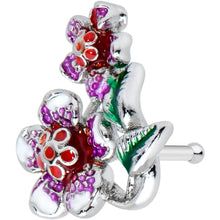 Load image into Gallery viewer, 20G 1/4 Red Purple Flower in Flower Nose Bone