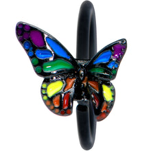 Load image into Gallery viewer, 20G 5/16 Black Rainbow Pride Butterfly Nose Hoop