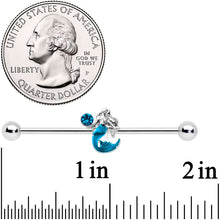 Load image into Gallery viewer, 14G Blue Gem Blue Mermaid Industrial Barbell 38mm