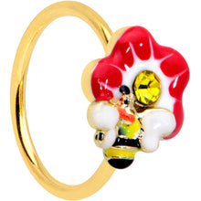 Load image into Gallery viewer, 20G 5/16 Yellow Gem Gold Tone Queen Bee Flower Nose Hoop