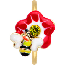 Load image into Gallery viewer, 20G 5/16 Yellow Gem Gold Tone Queen Bee Flower Nose Hoop