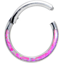 Load image into Gallery viewer, 16G 5/16 Pink Synthetic Opal Bottom Curve Hinged Segment Ring