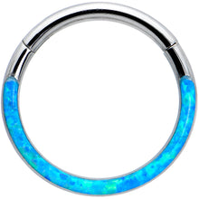 Load image into Gallery viewer, 16G 3/8 Aqua Synthetic Opal Bottom Curve Hinged Segment Ring