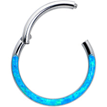 Load image into Gallery viewer, 16G 3/8 Aqua Synthetic Opal Bottom Curve Hinged Segment Ring