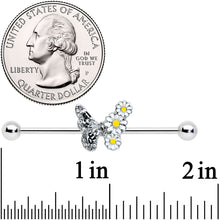 Load image into Gallery viewer, 14G Clear Gem Butterfly Daisy Flowers Industrial Barbell 38mm