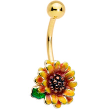 Load image into Gallery viewer, Gold Tone Summer Floral Sunflower Belly Ring