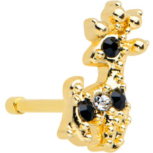 Load image into Gallery viewer, 20G 1/4 Black Gem Gold Tone Decadent Deer Nose Bone