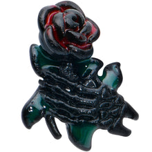 Load image into Gallery viewer, 16G 1/4 Black Skeleton Flower Halloween Cartilage Tragus Earring