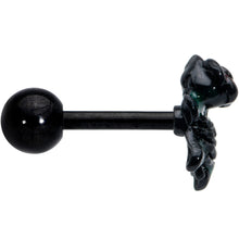 Load image into Gallery viewer, 16G 1/4 Black Skeleton Flower Halloween Cartilage Tragus Earring