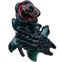 Load image into Gallery viewer, 16G 5/16 Black Skeleton Flower Halloween Labret Monroe Tragus