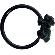 Load image into Gallery viewer, 20G 5/16 Black Skeleton Flower Halloween Nose Hoop