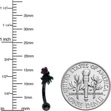 Load image into Gallery viewer, 16G 5/16 Black Skeleton Flower Halloween Curved Eyebrow Ring