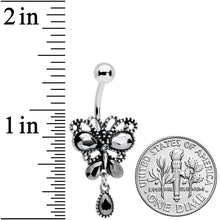 Load image into Gallery viewer, Black Gem Abstract Bow Dangle Belly Ring