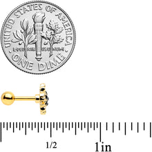 Load image into Gallery viewer, 16G 1/4 Black CZ Gem Gold Tone Beehive Cartilage Earring Set of 3