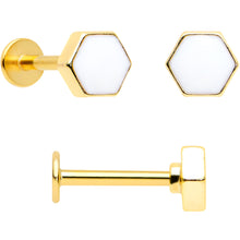 Load image into Gallery viewer, 16G 5/16 Black Gem Gold Tone Bee Hive Labret Tragus Curation Set of 3
