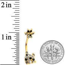 Load image into Gallery viewer, Clear Black Gem Gold Tone Decadent Deer Belly Ring