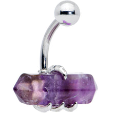 Load image into Gallery viewer, Purple Amethyst Stone Claw Belly Ring