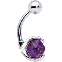 Load image into Gallery viewer, Purple Amethyst Stone Claw Belly Ring