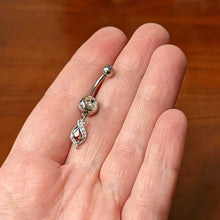 Load image into Gallery viewer, Clear Red Gem Swirling Oval Dangle Belly Ring