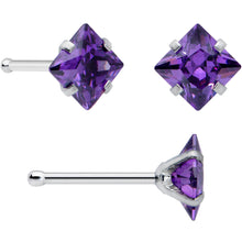 Load image into Gallery viewer, 20G 1/4 Purple Gem Square Nose Bone Set of 6