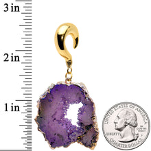 Load image into Gallery viewer, 2G Gold Tone Purple Druzy Stone Curved Taper Ear Weights