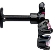 Load image into Gallery viewer, 16G 1/4 Pink Gem Black Fanciful Flower Labret Monroe Tragus