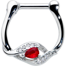 Load image into Gallery viewer, 16G 1/4 Clear Red Gem Swirling Oval Cartilage Clicker
