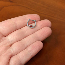 Load image into Gallery viewer, 16G 1/4 Clear Red Gem Swirling Oval Cartilage Clicker