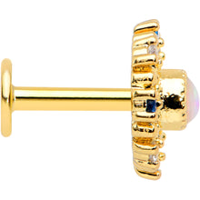 Load image into Gallery viewer, 16G 1/4 White Synthetic Opal Gold Tone Sun Labret Monroe Tragus