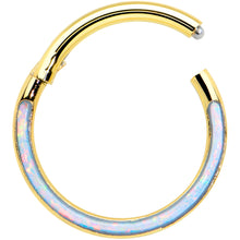 Load image into Gallery viewer, 16G 3/8 Synth Opal Gold Tone Bottom Curve Hinged Segment Ring