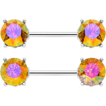 Load image into Gallery viewer, 14G 9/16 Orange Gem Simply Elegant Barbell Nipple Ring Set