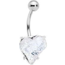 Load image into Gallery viewer, Clear Gem Big Heart Valentines Belly Ring