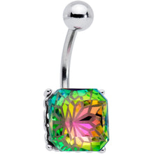 Load image into Gallery viewer, Vitrail Gem Square Stylish Elegance Mandala Flower Belly Ring