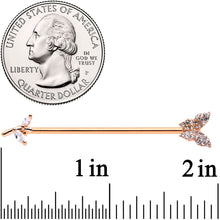 Load image into Gallery viewer, 14G Clear CZ Gem Rose Gold Tone Butterfly Dazzle Industrial Barbell 38mm