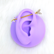 Load image into Gallery viewer, 14G Clear CZ Gem Rose Gold Tone Butterfly Dazzle Industrial Barbell 38mm