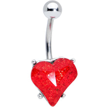 Load image into Gallery viewer, Red Gem Valentines Day Heart Love Belly Ring