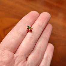Load image into Gallery viewer, Red Green Gem Gold Tone Tasty Cherry Fruit Barbell Tongue Ring