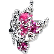 Load image into Gallery viewer, 20G 7mm Textured in Pink Butterfly L Shape Nose Ring