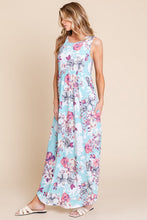 Load image into Gallery viewer, New Floral Round Neck Sleeveless Maxi Dress with Pockets For Women – Elegant Floral Print Dress with Flowing Silhouette and Functional Pockets