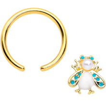 Load image into Gallery viewer, 16G 3/8 White Gem Gold Tone Snow Bug BCR Captive Bead Ring