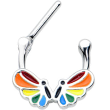 Load image into Gallery viewer, 16G 5/16 Pride Rainbow Stripes Butterfly Cartilage Clicker