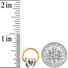 Load image into Gallery viewer, 16G 3/8 Clear Gem Gold Tone Bright Butterfly Hinged Segment Ring