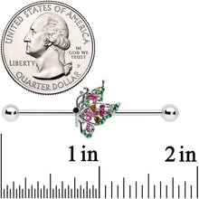 Load image into Gallery viewer, 14G Pink Gem Openwork Butterfly Industrial Barbell 38mm