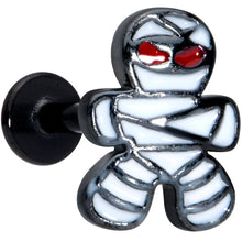 Load image into Gallery viewer, 16G 5/16 Black Red Eye Mummy Halloween Labret Monroe Tragus