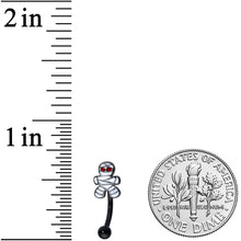 Load image into Gallery viewer, 16G 5/16 Black Red Eyed Mummy Halloween Curved Eyebrow Ring