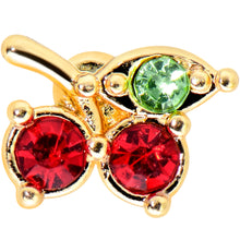 Load image into Gallery viewer, 20G 1/4 Red Green Gem Gold Tone Tasty Cherry Fruit Nose Bone